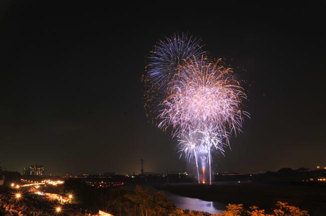 大花火大会の打ち上げ花火の写真